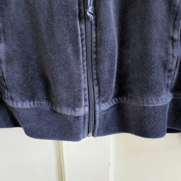 N.Y.L Navy Velour Zip Up Hoodie - Picture 7 of 12